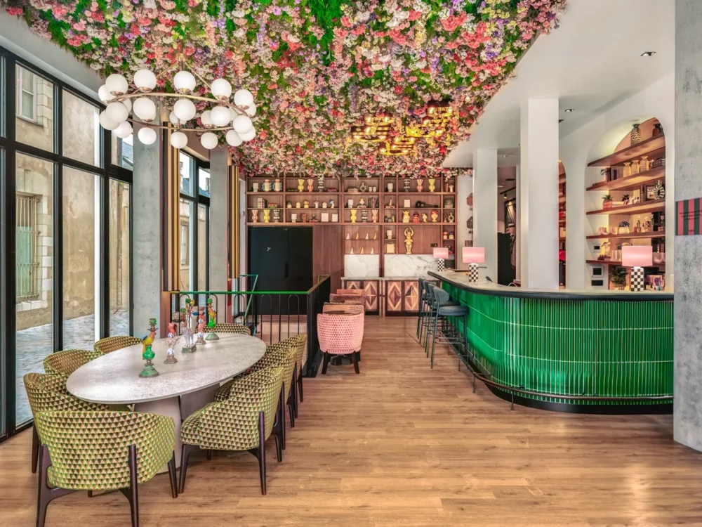 Lobby inside the Chachacha hotel in Nantes.