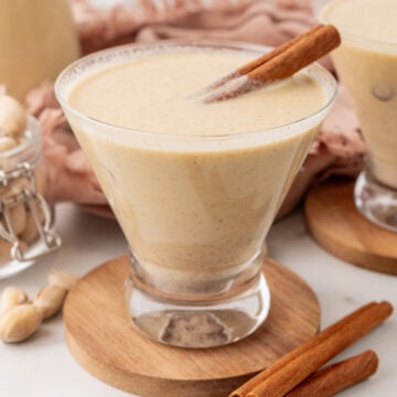 glass of Pistachio coquito