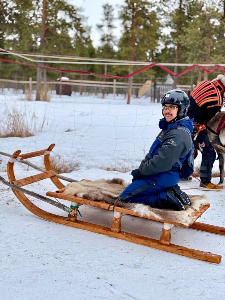 Pete on a sleigh