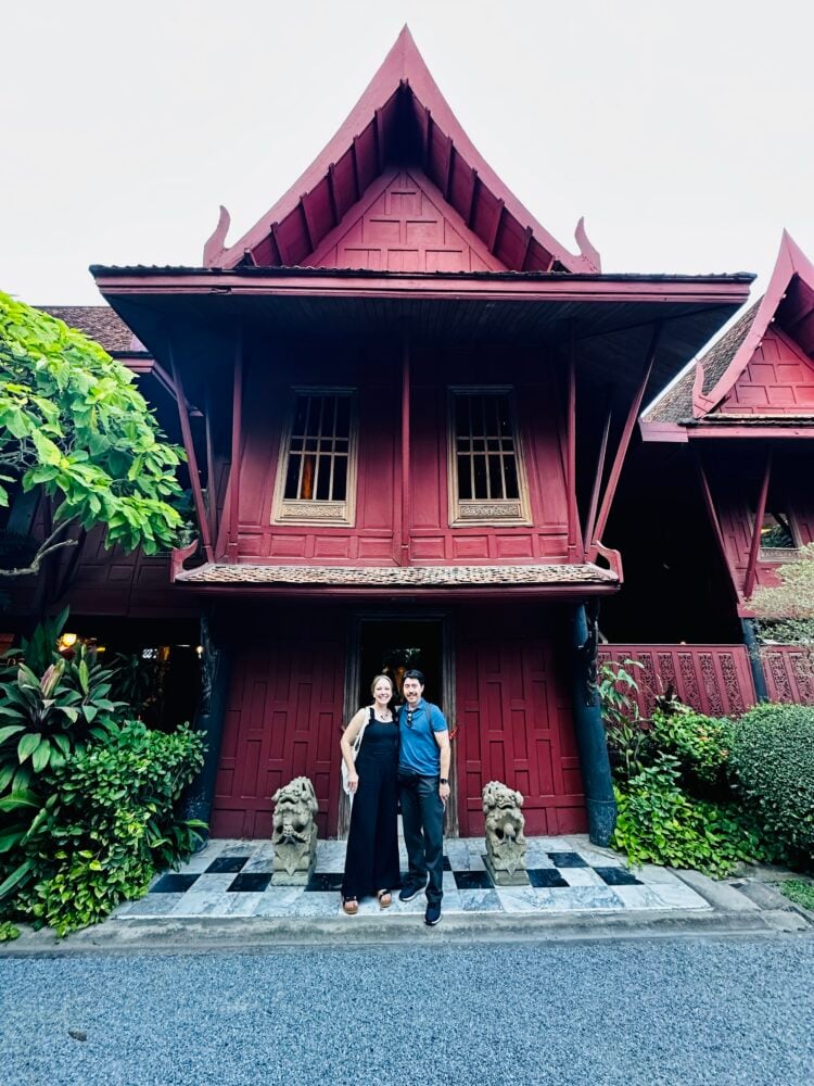Rachelle and Pete outside of Jim Thompson House in Bangkok