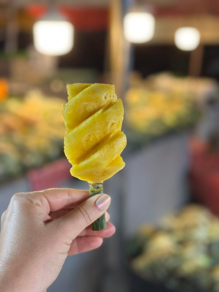 Pineapple snack on a stick