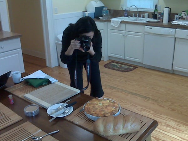 Jaden staking photos of Italian breakfast strata