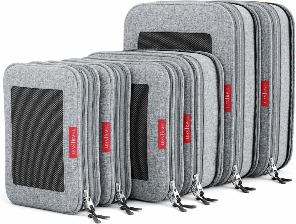 grey compression packing cubes by LeanTravel