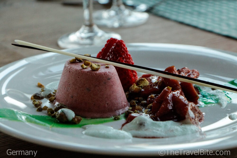 fancy dessert with chocolate and strawberries