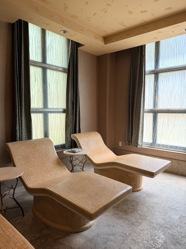 tiled heated spa chairs