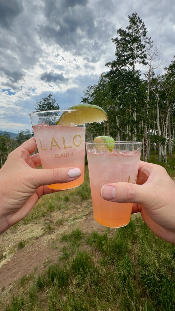 Toasting with Lala tequila Palomas 