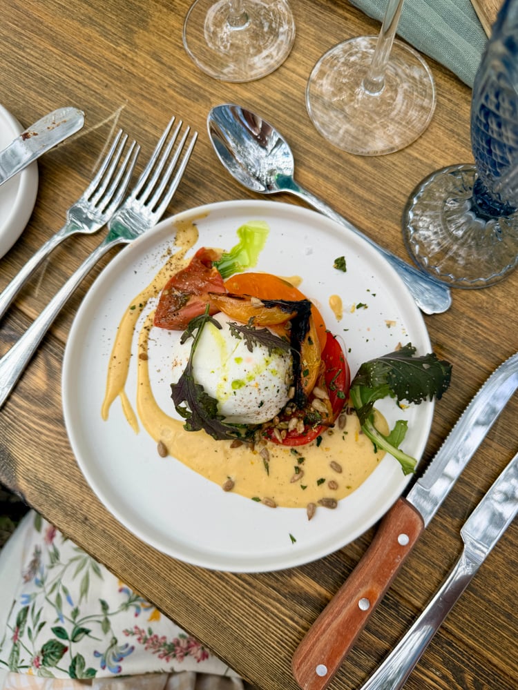 First course of burata at the Alpine Table