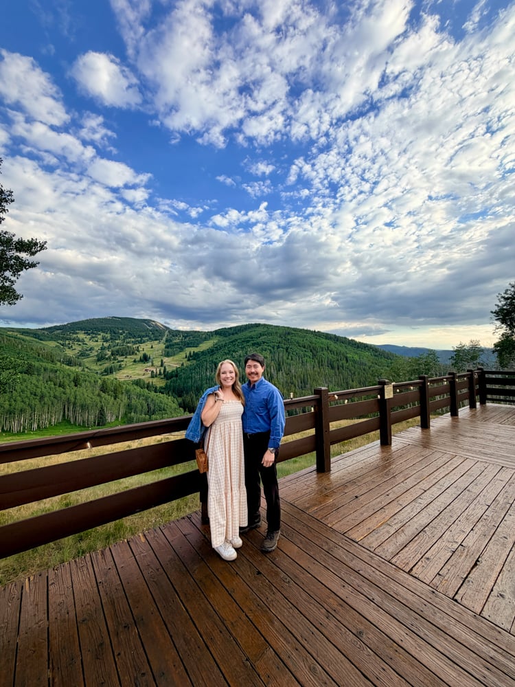Rachelle and Pete on the deck at Mamie's Mountain Grill