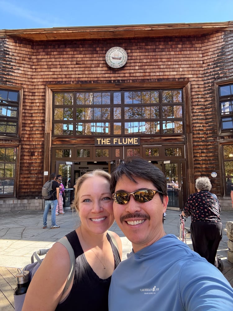 Rachelle and Pete at the entrance to the flume
