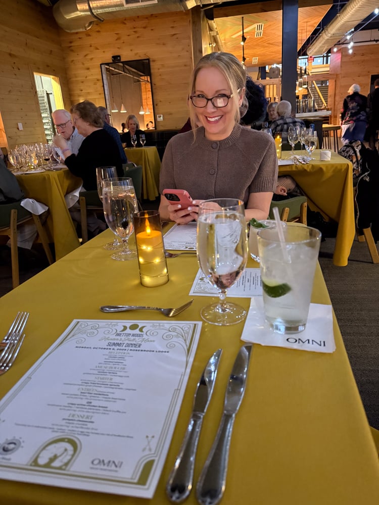 Rachelle looking at the menu
