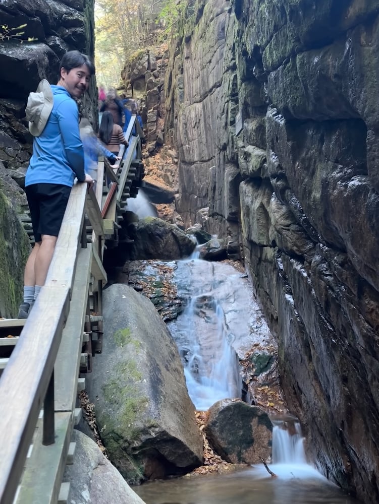 Pete standing on the stairs that lead through The Flume
