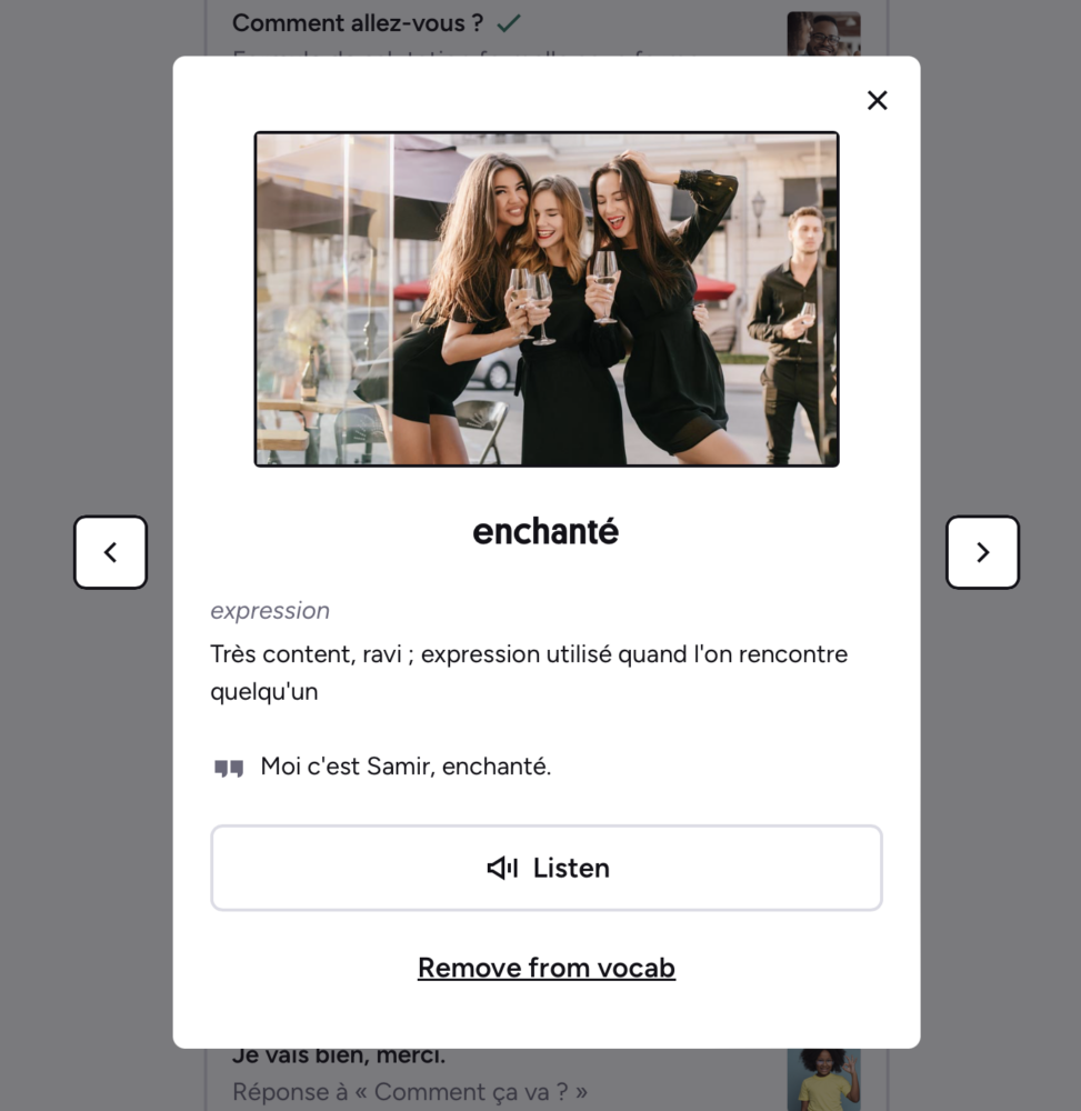 Learning the French word enchante on Preply