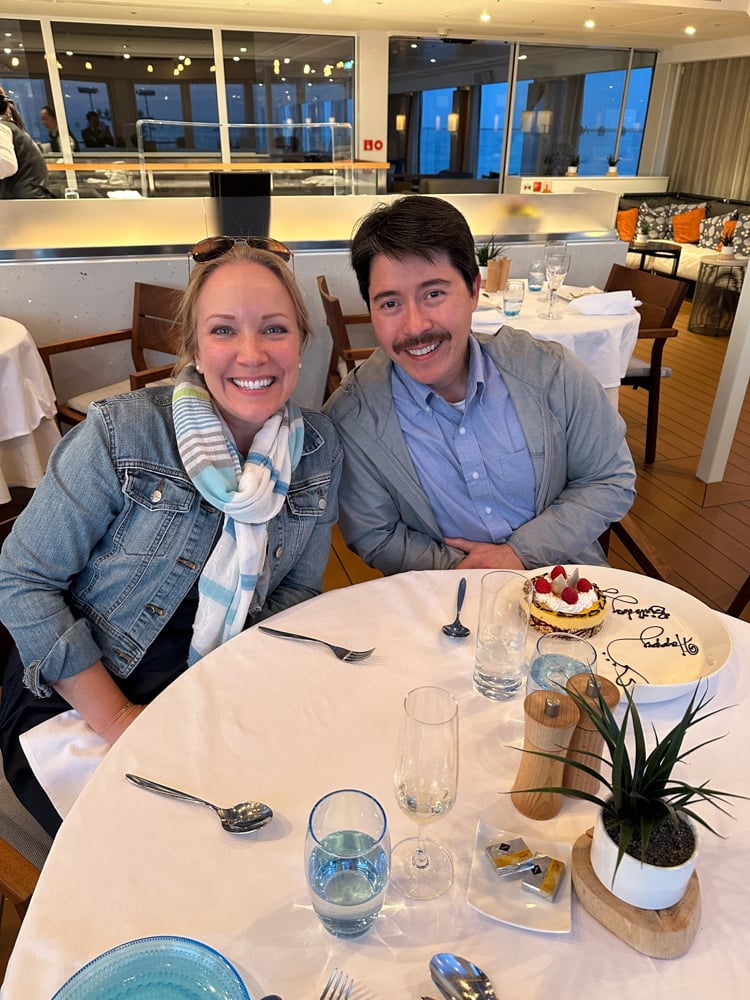 Rachelle and Pete at dinner on board Viking river cruise